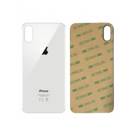 VITRE ARRIÈRE IPHONE XS MAX BLANC ( GRAND TROU )