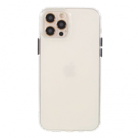 COQUE DUR IPHONE 12 MINI TRANSPARENTE AVEC BOUTON SILVER