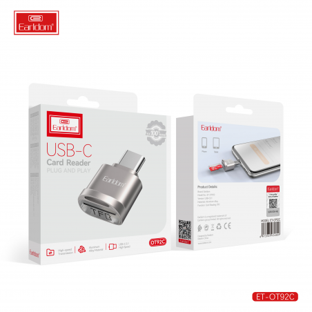 EARLDOM LECTEUR DE CARTE SD TYPE-C POUR SMARTPHONE SILVER
