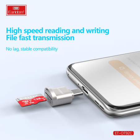 EARLDOM LECTEUR DE CARTE SD TYPE-C POUR SMARTPHONE SILVER
