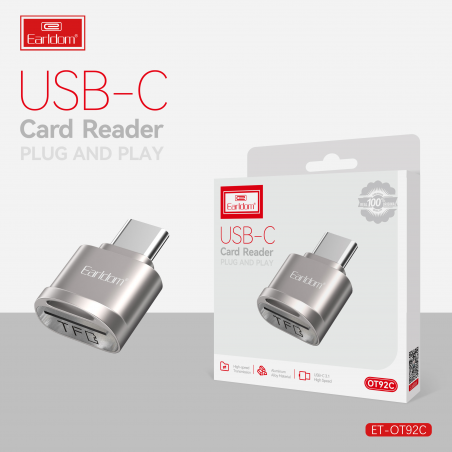 EARLDOM LECTEUR DE CARTE SD TYPE-C POUR SMARTPHONE SILVER