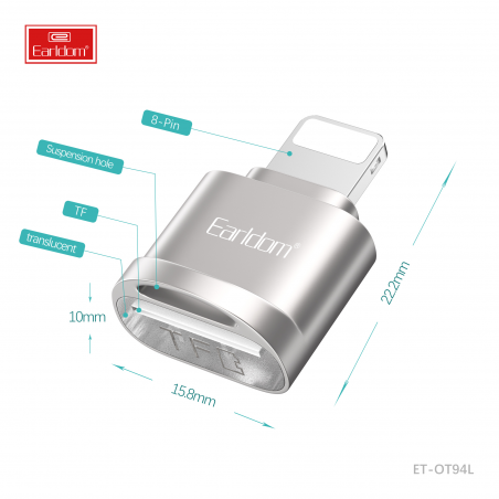 EARLDOM LECTEUR DE CARTE SD LIGHTNING SILVER