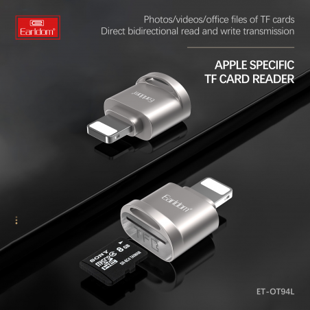 EARLDOM LECTEUR DE CARTE SD LIGHTNING SILVER