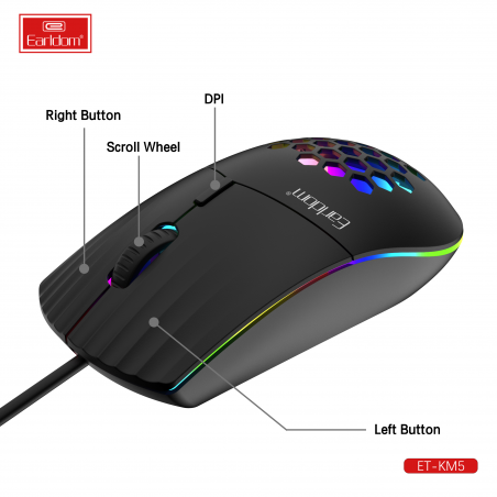 EARLDOM RGB GAMING TYPE-C ET-KM5 MOUSE