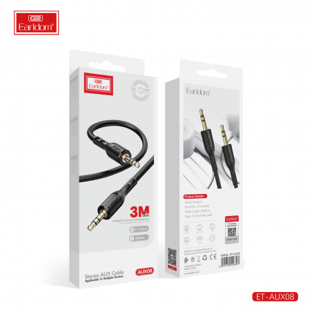 EARLDOM AUX AUDIO CABLE JACK 3.5MM ET-AUX08 NOIR