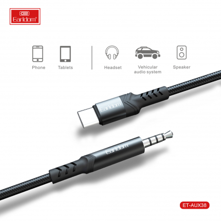 EARLDOM AUX AUDIO CABLE TYPE-C VERS JACK ET-AUX38 NOIR