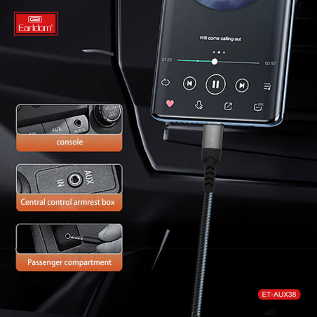 EARLDOM AUX AUDIO CABLE TYPE-C VERS JACK ET-AUX38 NOIR