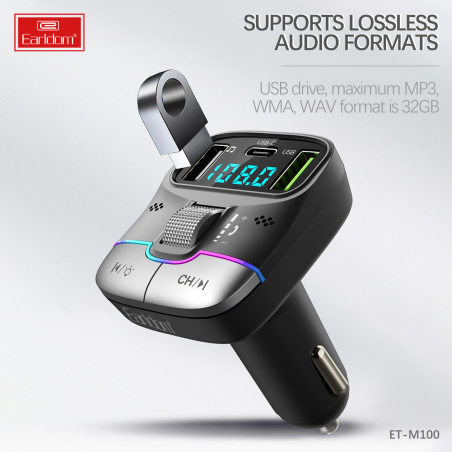 TRANSMETTEUR BLUETOOTH MULTIFONCTION EARLDOM ET-M100 NOIR