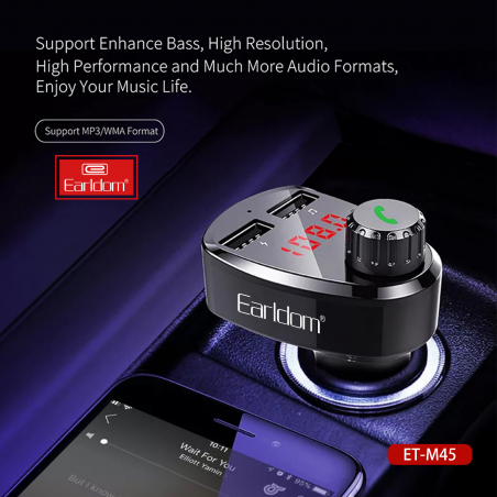 TRANSMETTEUR BLUETOOTH MULTIFONCTION EARLDOM ET-M45 NOIR