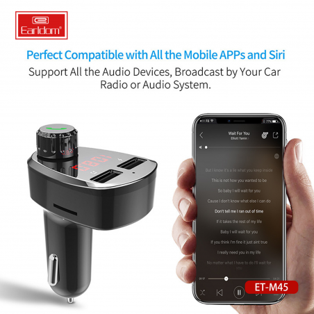 TRANSMETTEUR BLUETOOTH MULTIFONCTION EARLDOM ET-M45 NOIR