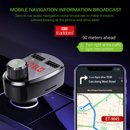 TRANSMETTEUR BLUETOOTH MULTIFONCTION EARLDOM ET-M45 NOIR