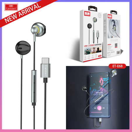 ECOUTEUR STEREO POUR TYPE-C IPHONE 15 Z FLIP 6 E68 SILVER METAL