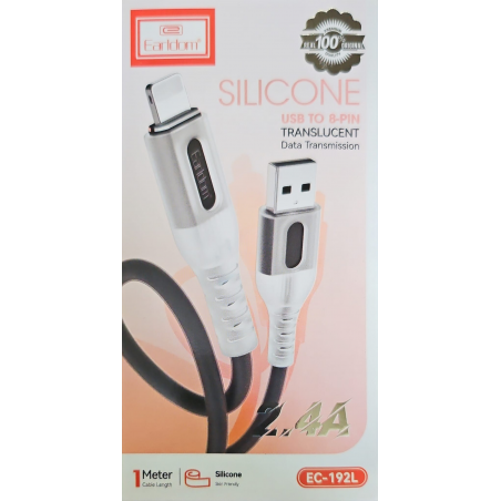 CABLE USB VERS LIGHTNING  2.4A SILICONE EARLDOM NOIR 1M