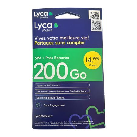 Carte SIM LYCA 200 GO 5G
