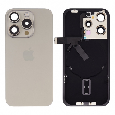 VITRE ARRIERE IPHONE 15 PRO GRIS TITANIUM + LENS + MAGSAFE + NAPPE FLASH ET MICRO