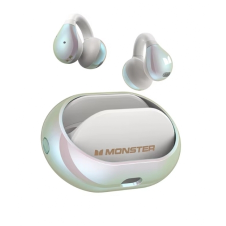 Monster-AC600, avec suppression du bruit AI, casque à oreille ouverte, clip d'oreille à conduction, écouteurs multi-micro, Blanc