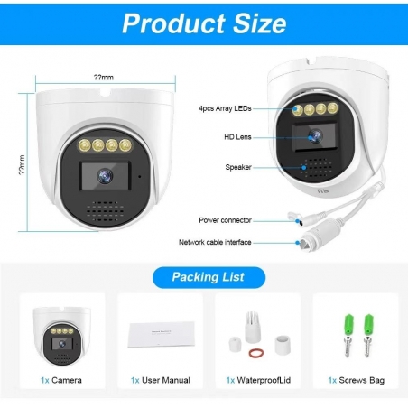 CAMERA DE SURVEILLANCE POE LAN WIFI 4K 8MPX