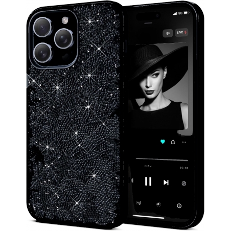 Coque à Strass En TPU souple iPhone 15 Pro Max NOIR