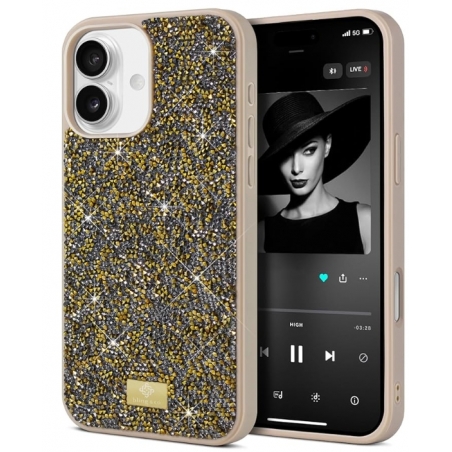 Coque à Strass En TPU souple iPhone 15 Or