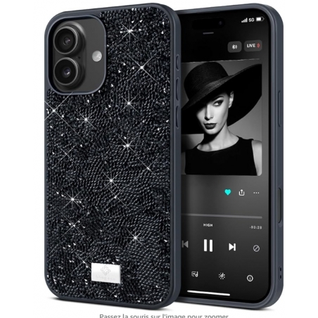 Coque à Strass En TPU souple iPhone 15 Noir