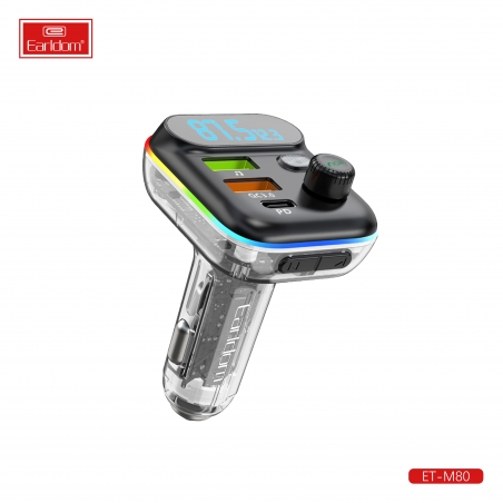 TRANSMETTEUR FM BLUETOOTH 5.0 USB-C EARLDOM ET-M80 TRANSLUCIDE