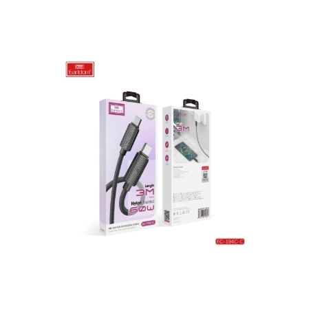 Earldom Câble en Nylon 3m 60w type-c/type-c