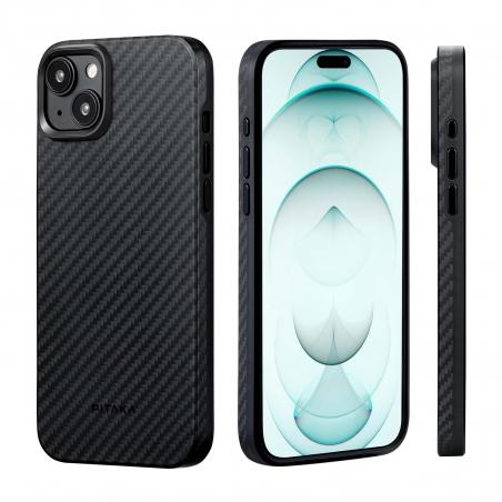 COQUE IPHONE 15 EN CARBONE ARAMID 600D MAGSAFE PITAKA