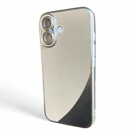 COQUE ULTRA FINE IPHONE 16 CREME METTALIQUE CUIR