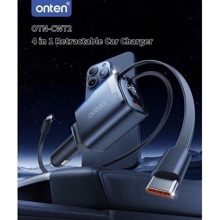 CHARGEUR ALLUME CIGARE 4-1 RETRACTABLE 92W ONTEN CW72