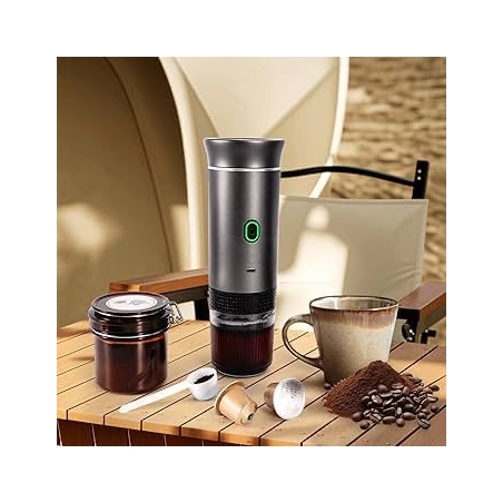 Machine à Café Espresso Portable Rechargeable - Compatible Capsules Nespresso et Café Moulu