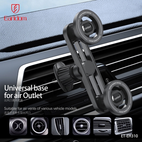 Support Voiture MagSafe Double Smartphone Earldom - Rotation 360° pour iPhone et Android