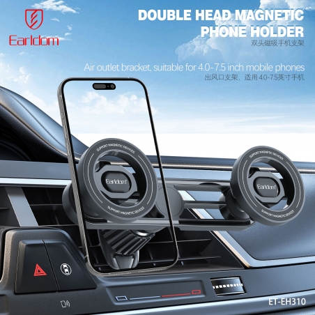 Support Voiture MagSafe Double Smartphone Earldom - Rotation 360° pour iPhone et Android