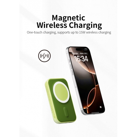 POWER BANK SANS FIL MAGNETIQUE 10 000 mAh VERT