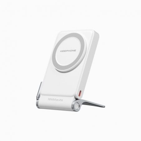 POWER BANK WHITE 10000mAh CHARGE RAPIDE 3-1 AVEC SUPORT INTEGRE KEEPHONE