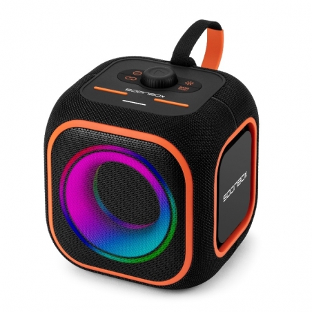 ENCEINTE BLUETOOTH PORTABLE AVEC ECLAIRAGE LED RGB NOIR/ORANGE