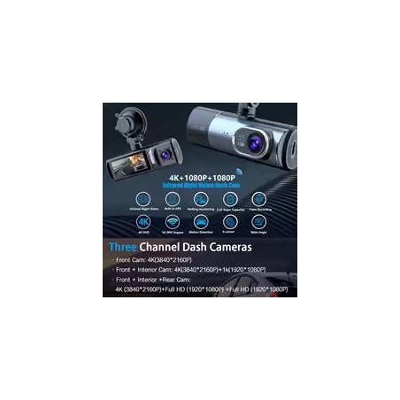 DASH CAM FULL UHD 4K 3 CANAUX