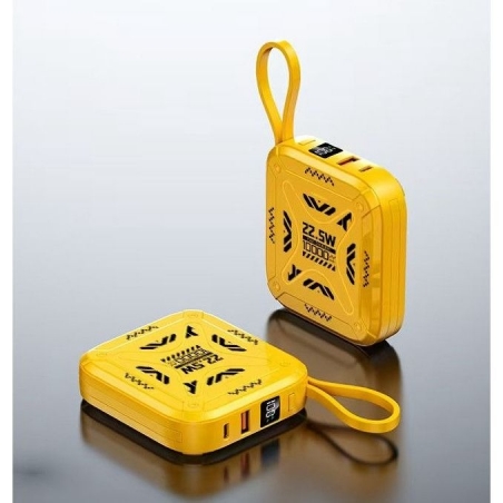 POWER BANK JAUNE -10000mAH- CABLES INTEGRES DOUBLES SORTIE