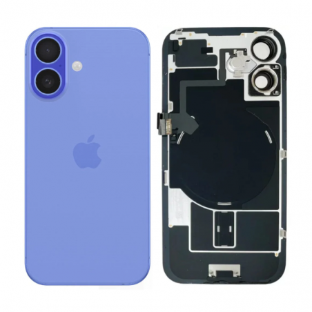 Vitre Arrière iPhone 16 Plus Bleu avec Lens, MagSafe, Flash et Micro - Qualité Premium