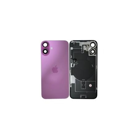 VITRE ARRIERE IPHONE 16 ROSE + LENS + MAGSAFE + NAPPE FLASH ET MICRO