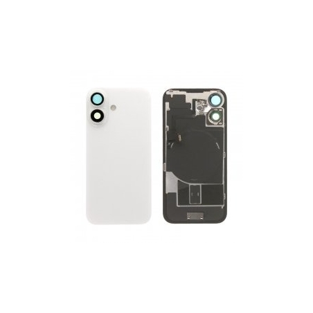 VITRE ARRIERE IPHONE 16 PLUS BLANC + LENS + MAGSAFE + NAPPE FLASH ET MICRO