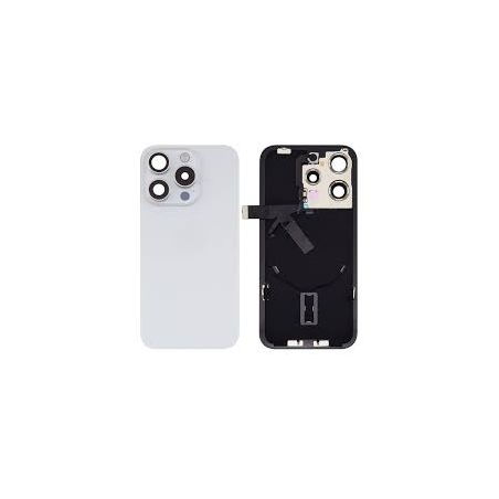 VITRE ARRIERE IPHONE 16 PRO MAX BLANC + LENS + MAGSAFE + NAPPE FLASH ET MICRO