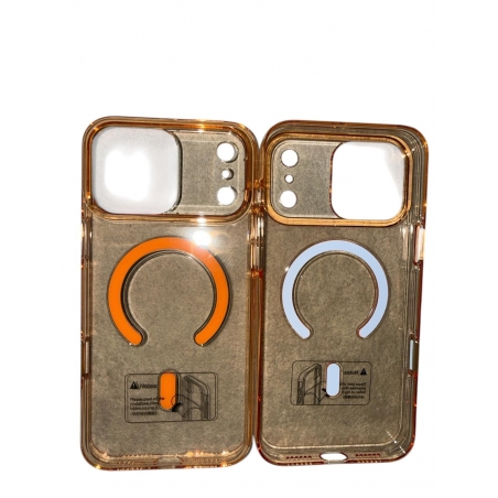 Coque transparente rigide iPhone 17 Pro Max Orange MAGSAFE