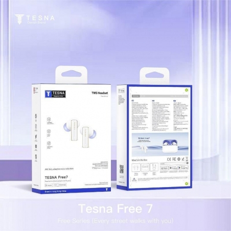 Écouteurs Bluetooth TESNA Free7 Violet - ANC, Bluetooth 5.4 et Autonomie Longue Durée