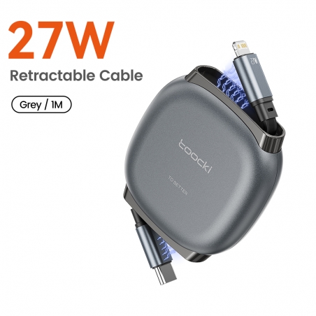 Toocki Câble rétractable charge rapide27W type-C to Lightning