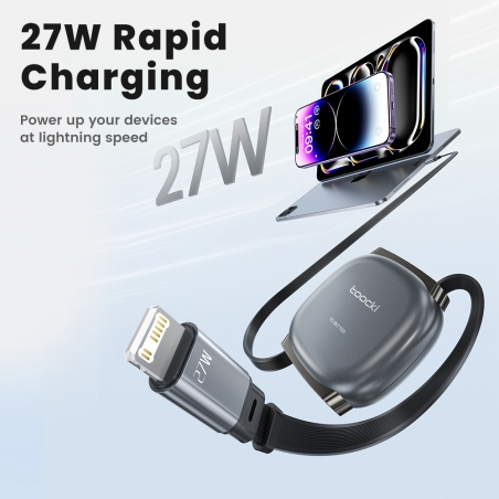 Toocki Câble rétractable charge rapide27W type-C to Lightning