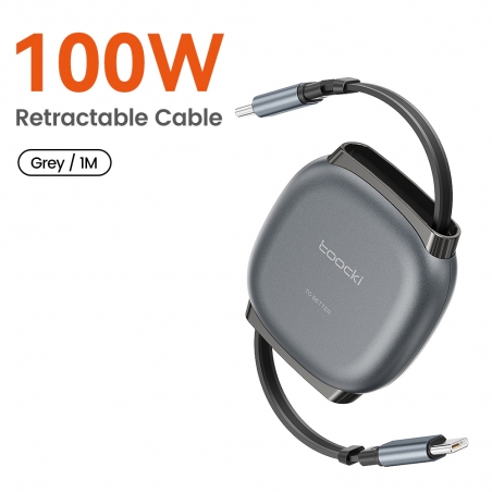 Toocki Câble de données rétractable USB-C charge rapide 100W