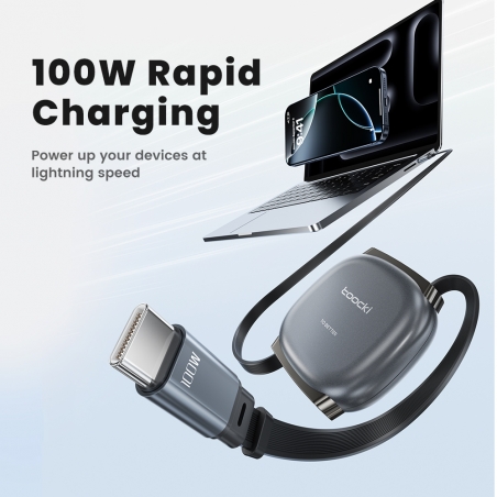 Toocki Câble de données rétractable USB-C charge rapide 100W