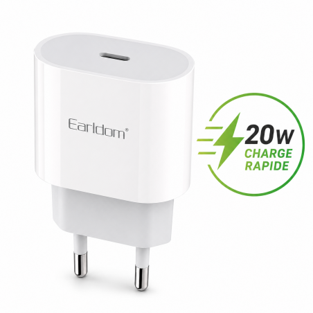ADAPTATEUR USB-C 20W PD Charge Rapide iPhone Samsung | EU4 EARLDOM